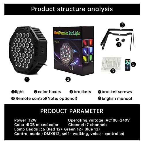 Dj Stage Lights, Zkeezm 36 Led Par Lights, Rgb Party Light 7 Colours Lighting With Sound Activated Remote And Dmx Control, Dj Uplighting For Disco, Party, Club, Christmas, Bar, Wedding, Music Dance #TOP7