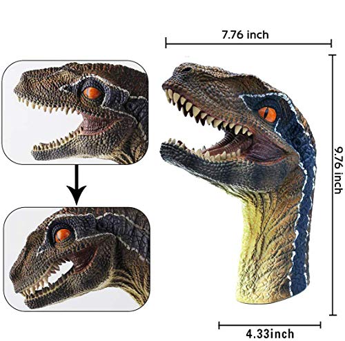 Gemini&Genius HP-SET1 Dinosaur Toys Tyrannosaurus Rex And Blue Velociraptor Hand Puppets Dinosaur Animal World Action Figure Set Funny & Scared Head Hand Puppets thumb #2