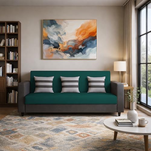 Image of Casaliving Amara 3 Seater Sofa Set for Living Room (Black Pine Colour Fabric) Premium Fabric Sofa