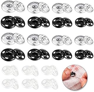 100 Sets Sew on Snaps Fasteners Press Studs snap, 80 Sets Metal Snaps Button and 20 Sets Clear Press Stud, Sew on Snaps for Clothes DIY Craft 6 mm, 7 mm, 8.5 mm, 12 mm