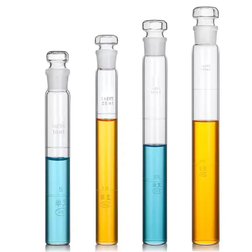 Tube colorimétrique en verre à fond plat et demi-échelle, bouchonné, 10, 25, 50, 100 ml, for laboratoire(10ml 10PCS)