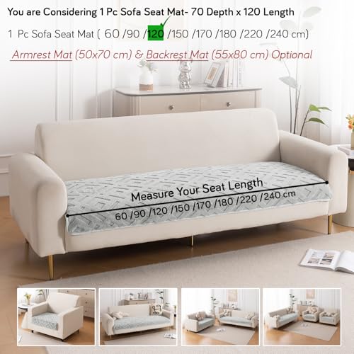 Image of HOKIPO 'Velvet Maze' Premium Anti Slip Sofa Cover Mats for L Shape and 1 /2 /3 Seater Sofa. Make Your Own Sofa Cover Set, 70(D) x 120(L) cm, Light Grey (AR-5905-LGRY)