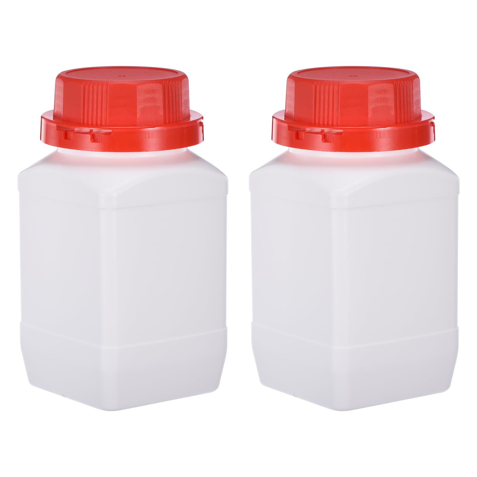 PATIKIL 2 Botellas de Reactivos de 500 ml, Botellas Cuadradas de Boca Ancha de HDPE con Tapa de Rosca para Almacenamiento de Muestras Líquidas, Sólidas, Blanco