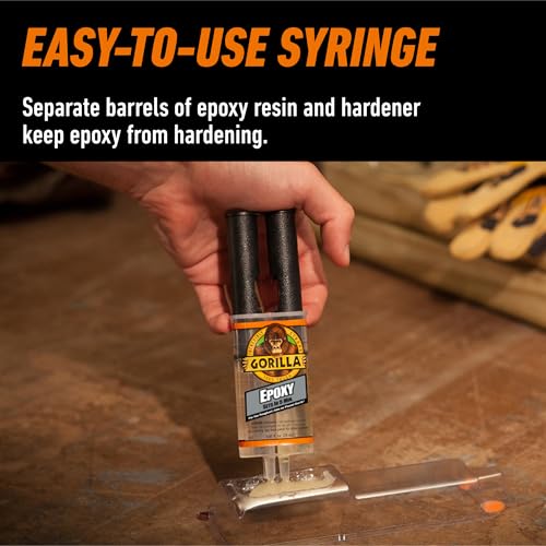 gorilla 2 part epoxy clear epoxy 085 ounce syringe pack of 1 - 5 minute set incredibly strong bonding
