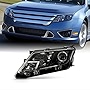 AKKON - Fits 2010 2011 2012 Ford Fusion [Halogen Type] Projector Black Headlight Headlamp Driver Left Side Replacement