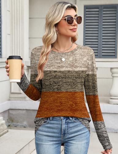 TCOT Women Long Sleeve Crew Neck Tee Tops Trendy Casual Dressy Blouses Fall Clothes Pullover Shirts2
