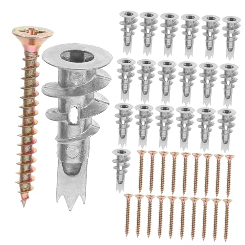 LIFKOME 20 Pack Drywall Anchor with Screws Heavy Duty Spiral Expansion Plugs Easy to Install for Wall Mounting