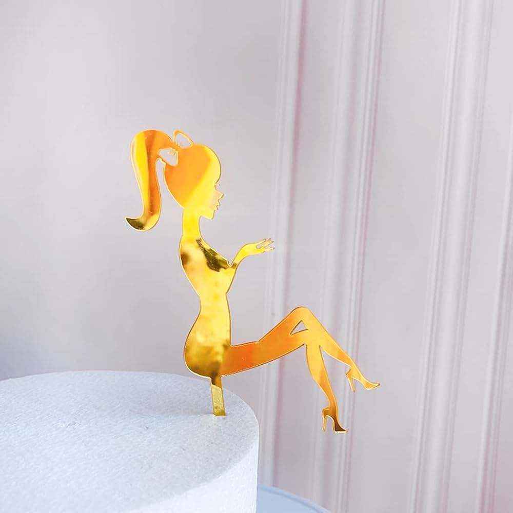 Lot De 6 Décorations De Gâteau En Acrylique Silhouette Fille à Talons - Thème Fiançailles Anniversaire