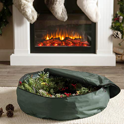 image for ZOBER Premium Christmas Wreath Storage Bag 36” - Dual-Zippered Stora