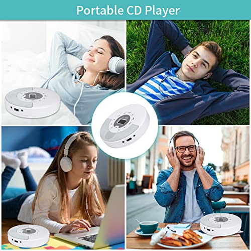 Portable Bluetooth Cd Player With Spearkers，Rechargeable Personal Cd Player Portable With Headphones For Car,Home,Travel.walkman Mp3 Players Compact Disc Cd Music Player Usb Play Anti-Shock Protection #TOP2