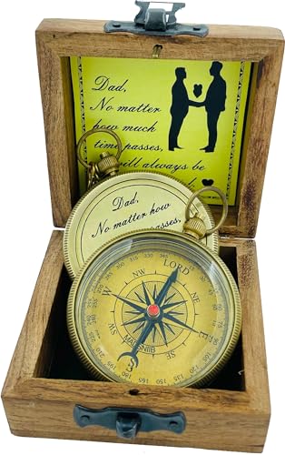 Brújula grabada MADSNIIB con caja de madera vintage miniatura 5