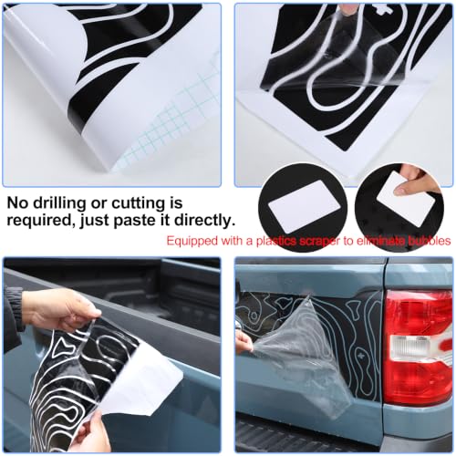 Image of Rear Trunk Tailgate Panel Decal Sticker Wrap for Ford Maverick 2022-2026 | Aunginsy Pickup Truck Rear Tailgate Door Panel Terrain Graphics Precut Vinyl Decal Decorative Sticker Protection Accessories