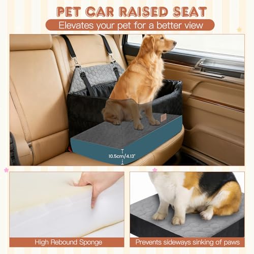 Asiento Perro Coche, Extra Estable Cama Perro Coche con Espuma Viscoelástica, Funda Lavable y Cinturón de Seguridad, Asiento Coche Perros Medianos y Grandes de hasta 55 kg (121 LB), 78x55x53 cm - imagen 3