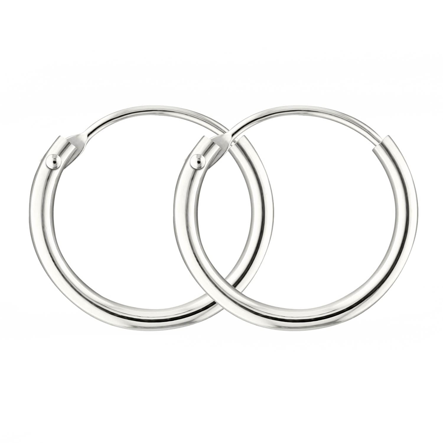 EDELIND Aritos de oro pequeños finos 13mm 8k 14k 18k Oro blanco ancho 1.3mm Pendientes de Aro Mujer Niña Bebè Hombre Aros de oro Caja de regalo de joyería