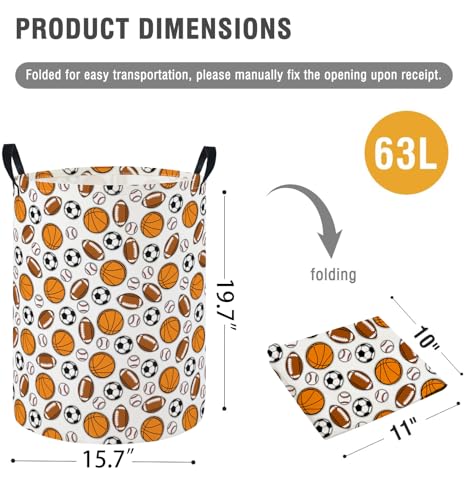 Image of Baby Laundry Hamper Basket Baby Hamper for Nursery Boy and Girl Cute Storage Bin Organizer Boho Room Decor(Sports)
