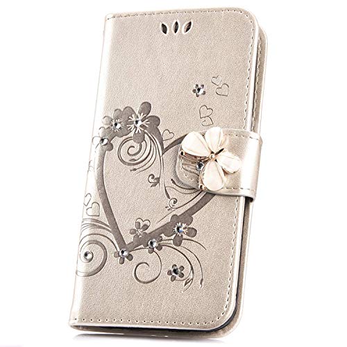 Surakey - Funda de Piel con Tapa para Huawei P8 Lite 2017, Dorado