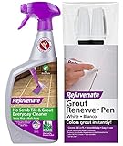 Rejuvenate Bio-Enzymatic Safe & Scrub Free Tile & Grout Cleaner Lightens and Brightens Every Time (32oz) w White Grout Restorer Marker Pens Restore and Renew Grout in Minutes 2 Units Pack
