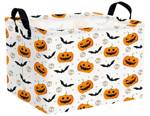 BOOHIT Large Halloween Themed Candy Gift Boo Basket for Kids Baby Personalized Adults Storage Bin Fall Decor(Bat Pumpkin)