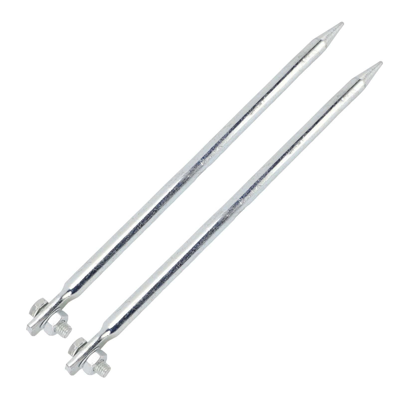 2 PC Varilla Molida Portátil Pin de Conexión a Tierra de Hierro Plateado de Cobre, 12x300 Mm, Cercas Eléctricas, Antenas con Estacas de Tierra, para la Ingeniería Al Aire Libre