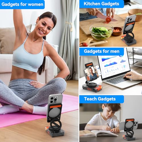 Image of ANCwear Bluetooth Speaker Phone Stand for Desk, Adjustable Holder | Bluetooth 5.4 audio stand with TF card slot for music and hands-free viewing in the kitchen, bedroom, office or travel