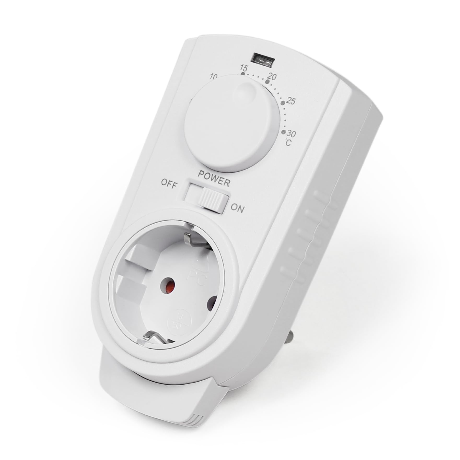 McPower Termostato de Enchufe | TCU-330 | Termómetro 5-30°C, MAX. 3500W, Control Preciso de Temperatura para Calefacción y Aire Acondicionado, 230V