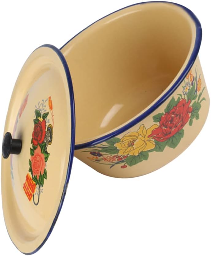 Cabilock Enamel Basin Soup Bowl Serving Tray Enamelware Bowl Vintage Metal Bowl