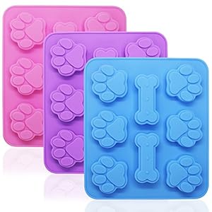 FineGood 3-teilige Silikon Eiswürfelformen Pfote Knochen