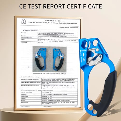 NewDoar UIAA & CE Certified Hand Ascender Rock Climbing Tree Arborist Rappelling Gear Equipment Rope Clamp for 8~13MM Rope - Image 4