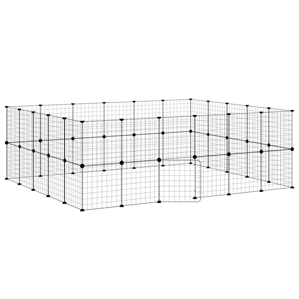 Recinto da 44 pezzi per piccoli animali, gabbia per animali domestici fai da te in acciaio verniciato a polvere, sistema a incastro modulare per conigli e porcellini d'India, pannelli 35 x 35