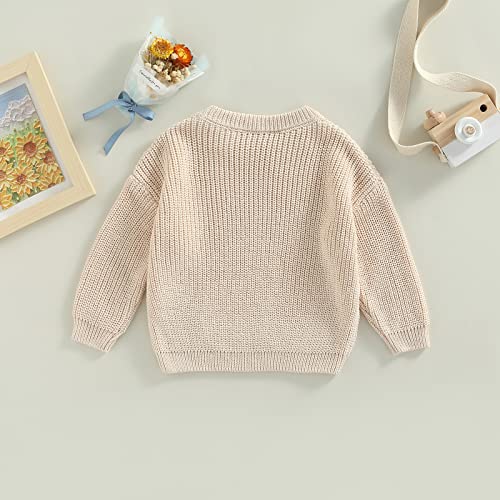 Image of Afunbaby Baby Girl Boy Knit Sweater Blouse Pullover Sweatshirt Warm Crewneck Long Sleeve Tops for Infant Toddler