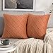 MIULEE Aksamitna poszewka na poduszkę, dekoracyjna, miękka, ozdobiona kratką, jednokolorowa poszewka na poduszkę, na sofę, do salonu, bez wypełnienia, 45 x 45 cm, pomarańczowa, 2 sztuki w zestawie