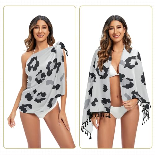 Traje de baño de leopardo gris para playa y estilo casual 6