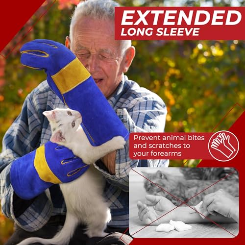 Image of HANDLANDY Animal Handling Gloves, Bite-Proof, Scratch-Resistant, Pet Gloves for Dogs, Cats, Falconry, Gardening