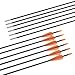 Fiberglass Arrows Black Spots with Orange Plastic Vanes with Long Bullet Shape Tips for Practice Archery Hunting fit for Recurve Bow or Compound Bow 30 inch 12PCS