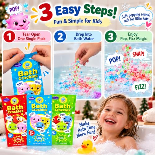 SWCANDY Bath Crackles for Kids 12 Pack Sensory Bath Toys Stocking Stuffers | Christmas for Grandkids Boys Girls with Nontoxic Color-Changing Crystals that Pop Fizz Fully Dissolve and Rinse Clean - image 9