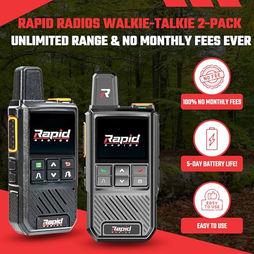 Nationwide LTE Walkie-Talkie: Two-Way Radio with Unlimited Range POC by Rapid Radios - Includes 1 Year of Service FREE 4 Nationwide LTE Walkie-Talkie