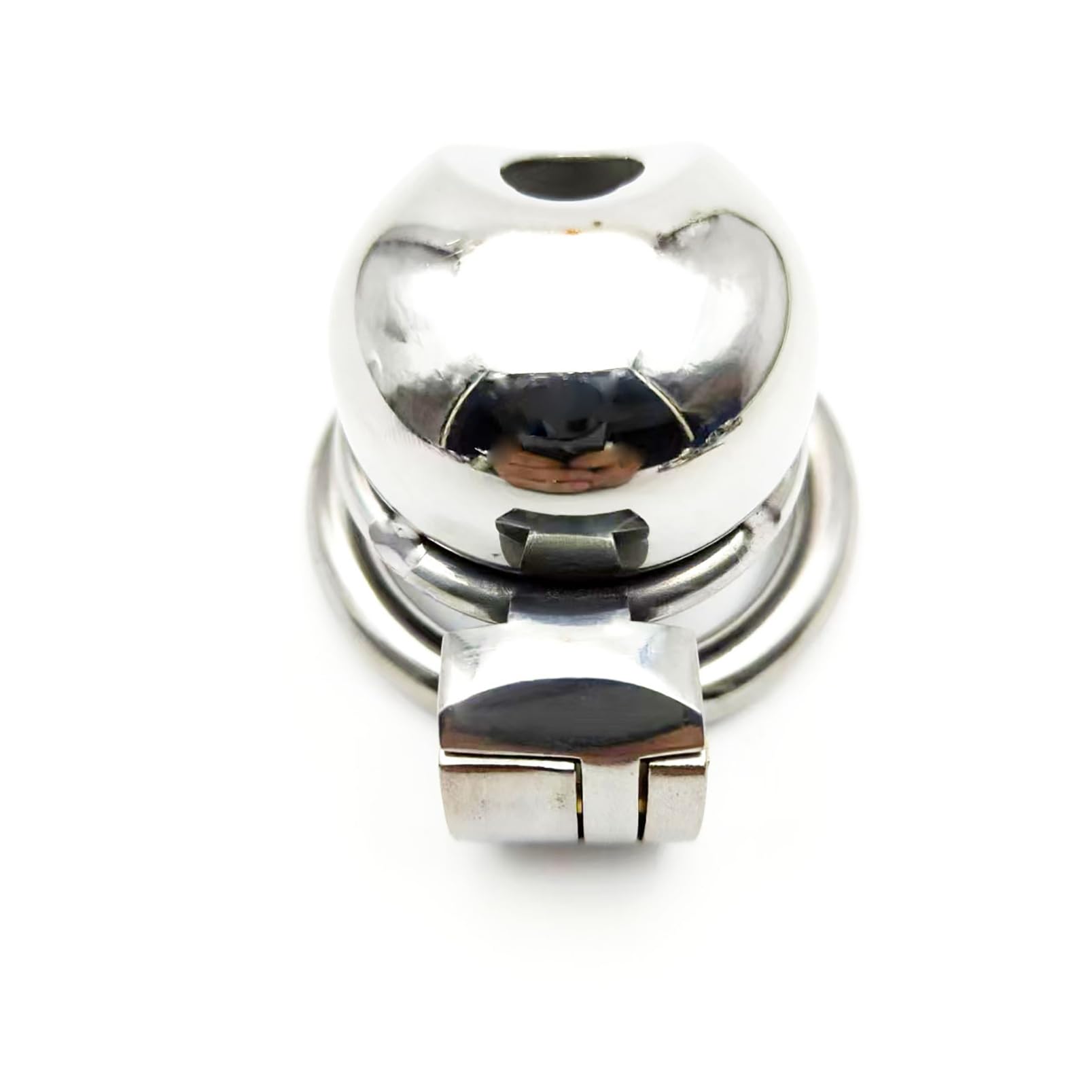 Gabbia di castità in acciaio inossidabile per uomo con lucchetto, 3 misure di anello 40/45/50 mm, design traspirante, superficie liscia, accessorio intimo per adulti