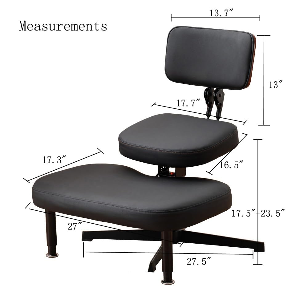Ergonomic Cross Legged Chair for Home and Office, Versatile Kneeling Seat with Lumbar Support, Height & Angle Adjustable, Yoga Desk Chair, Black