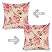 Icotoibabie Linen Pillow Case Pink Rose Bird Pattern 18x18 Inch Double Sided Decorative Cushion Cover for Sofa Bed Chair Car