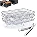 Accessori Friggitrice ad Aria, Griglia per Friggitrice ad Aria Calda compatibile con Ninja Foodi DZ201/DZ401, Grill a Vapore in Acciaio Inossidabile con clip, Griglia Multifunzionale Accessori