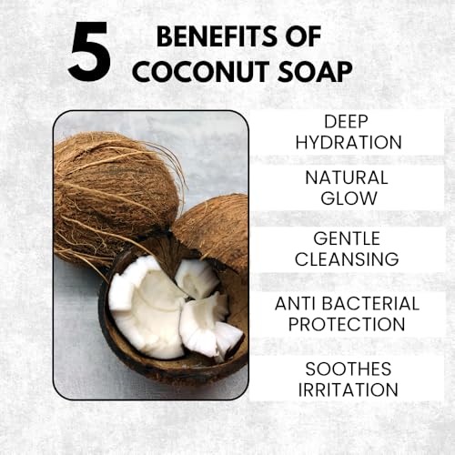 Image of Coconut Soap | Pure & Gentle Bathing Bar for Glowing Skin | Nourishing & Antioxidant Soaps for Men & Women | Cleansing Bar For Moisturising | Soap for All Skin Types | Pack Of 1