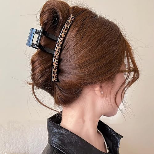 Pinzas acrílicas grandes para cabello con diseño leopardo miniatura 5