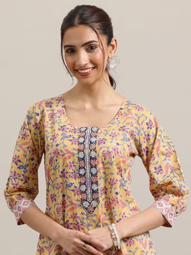 Image of Libas Printed Cotton Straight Kurta With Salwar and Dupatta | daily wear suit