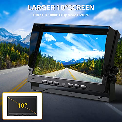 10" Wired 1080P Backup Camera Monitor System Kit, Advanced Dvr Recording Function & 1/2/3/4 Split Screen Monitor W/ Ip69 Waterproof Rear/Side View Camera For Truck Trailer Rv Bus Camper, Xroose C103 #TOP1