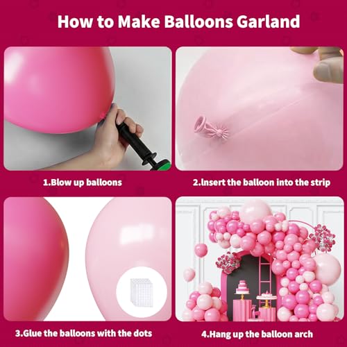 Image of Pink Balloons Arch Kit,130pcs Hot Pink Balloon Garland,Different Sizes Light Latex Pink Balloons for Wedding,Bridal Shower,Birthday,Valentine's Day Party Decorations