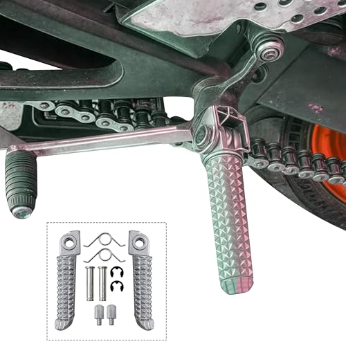 Image of 1 Pair Foot Pegs Compatible with Yamaha YZF R3 R25 MT25 MT03 MT-03 2014-2023, Motorcycle Footrest Pedal Bracket Peg Rest, Aluminum Driver Passenger Footpeg Set, Posapies Para Moto (Front)