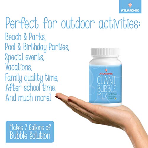 Atlasonix Giant Bubble Solution 7 Gallons - Bubble Refill, Giant Bubble Mix For Big Bubble Solution Refill For Kids, All Natural Bubble Concentrate Bottle For Bubble Machine #TOP2
