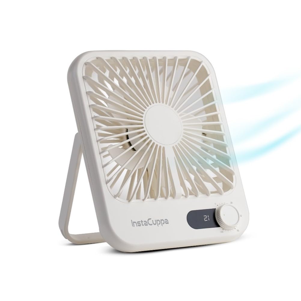 InstaCuppa USB Rechargeable Fan with Adjustable Speed, Dual Use Wall Mount and Tabletop Design, Speed and Battery Display, Lightweight and Compact, Ideal for Home Kitchen Makeup Travel-image-19