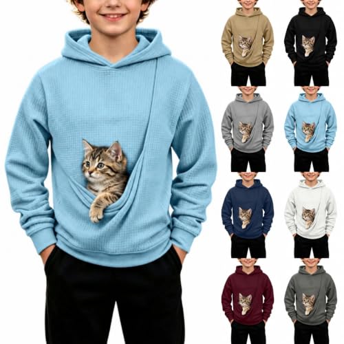 Boys Pet Pouch Hoodie Fleece Warm Sweatshirt Cute Cat Dog Carrier Pullover - image 1