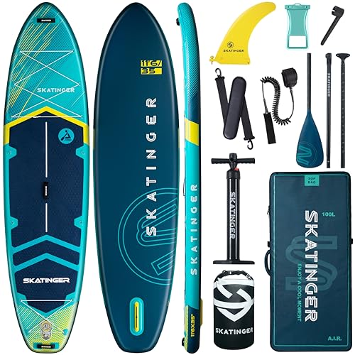 Skatinger 11'6&times;35' Super Wide Inflatable Paddle Board, Ultra Stable Stand Up Paddleboards for...